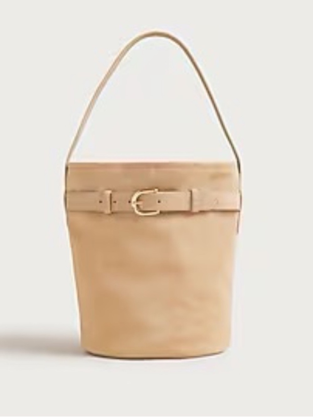 J.Crew Berkeley Leather Belted Bucket Bag Tote in Buttery Neutral Tan Suede